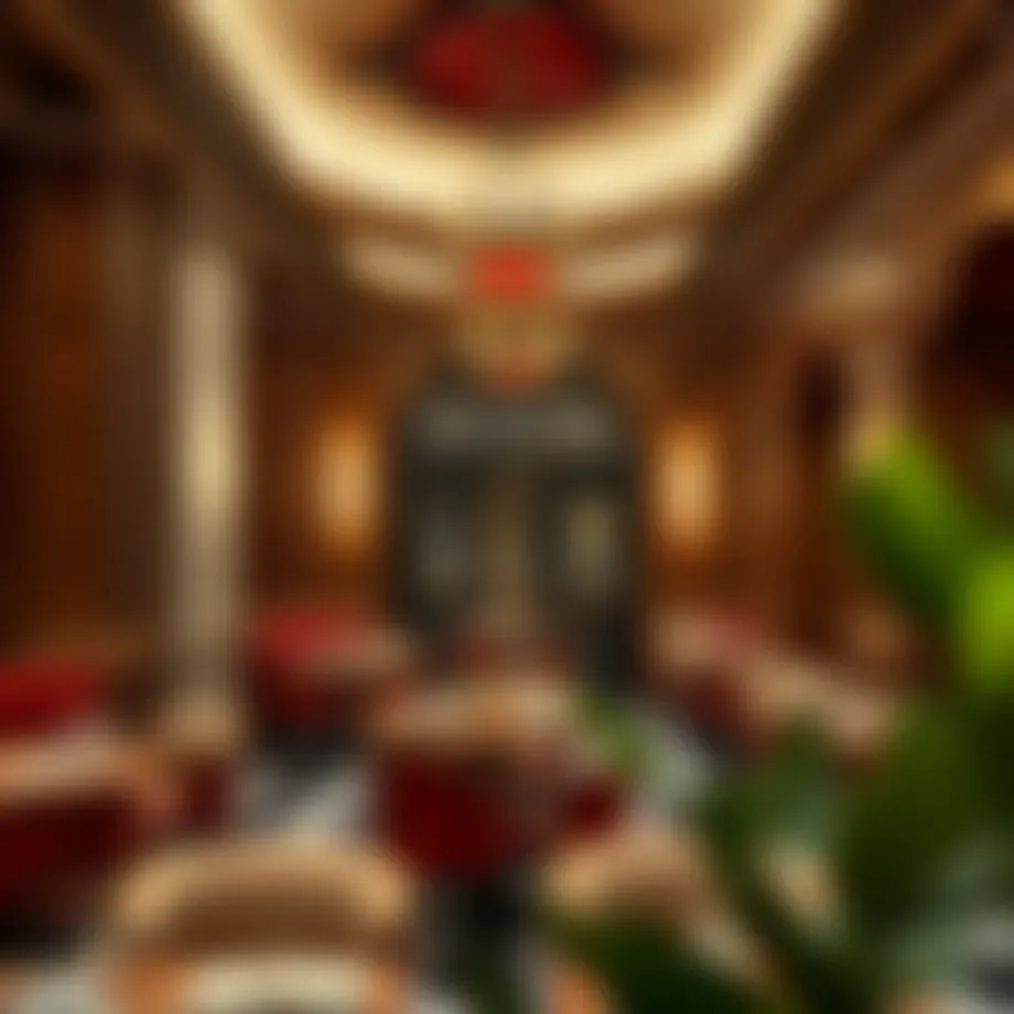 Interior ambiance of Airelle Rouge Restaurant showcasing elegant decor and seating arrangement