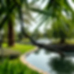 Lush greenery and tranquil water features in Al Barari Park