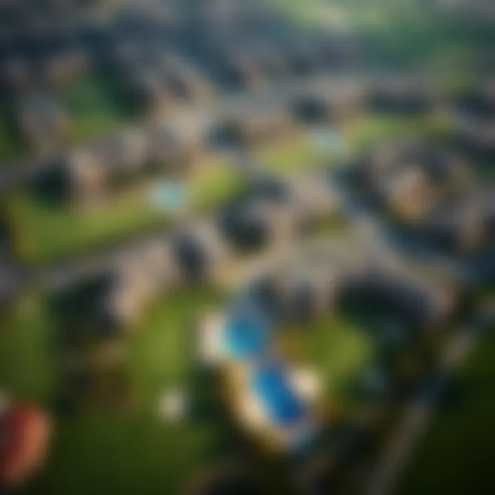 Aerial View of Top Golf Communities Aerial view of top golf communities in Dubai highlighting property layouts