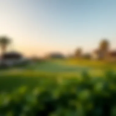 Lavish Golf Course View Lavish golf course view in Dubai showcasing pristine greens and luxury villas