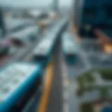 Aerial view of the Blue Line Metro Route in Dubai