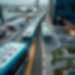 Aerial view of the Blue Line Metro Route in Dubai