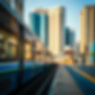 Station View Along the Blue Line View of a station along the Blue Line in a vibrant urban setting