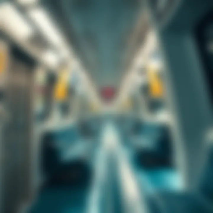 Inside a Blue Line Metro Train Interior view of a Blue Line Metro train