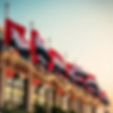 Festive display of UAE flags and decorations