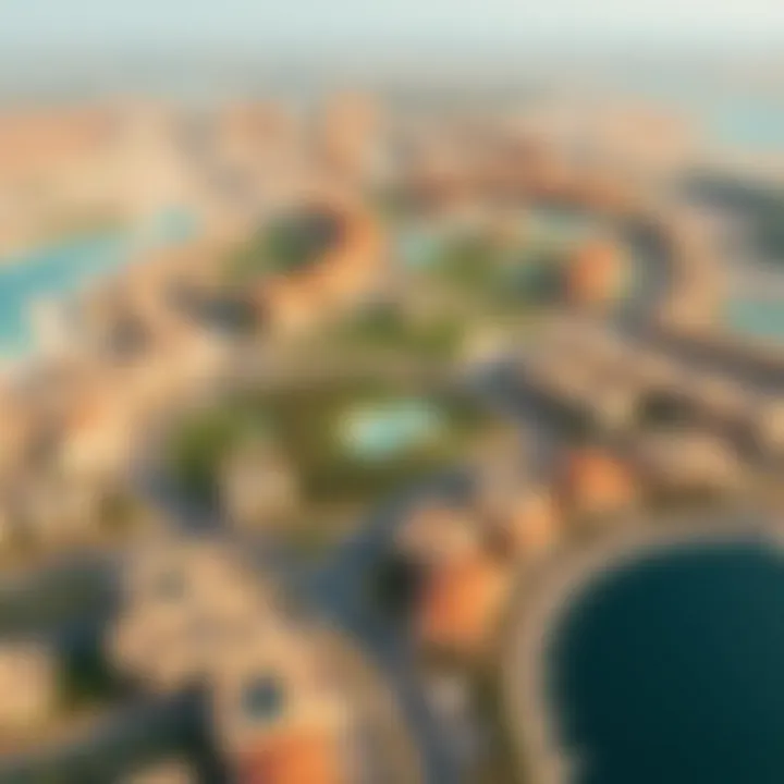 Aerial view of the thriving community of Damac Hills 2 Water Town