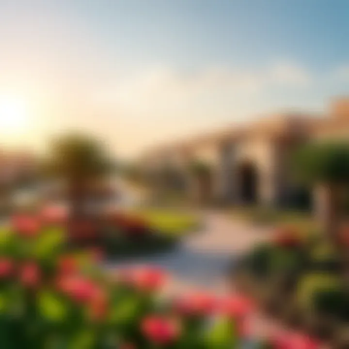 Beautifully landscaped gardens and parks in Damac Hills 2 Water Town