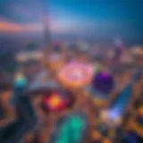 Dubai Expo 2020 Aerial Perspective Aerial view of Dubai showcasing the Expo 2020 site