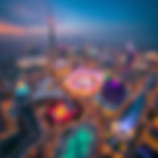 Dubai Expo 2020 Aerial Perspective Aerial view of Dubai showcasing the Expo 2020 site