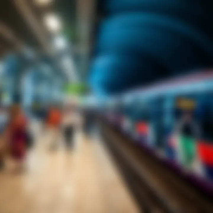 A bustling platform at a Dubai Metro station during peak hours