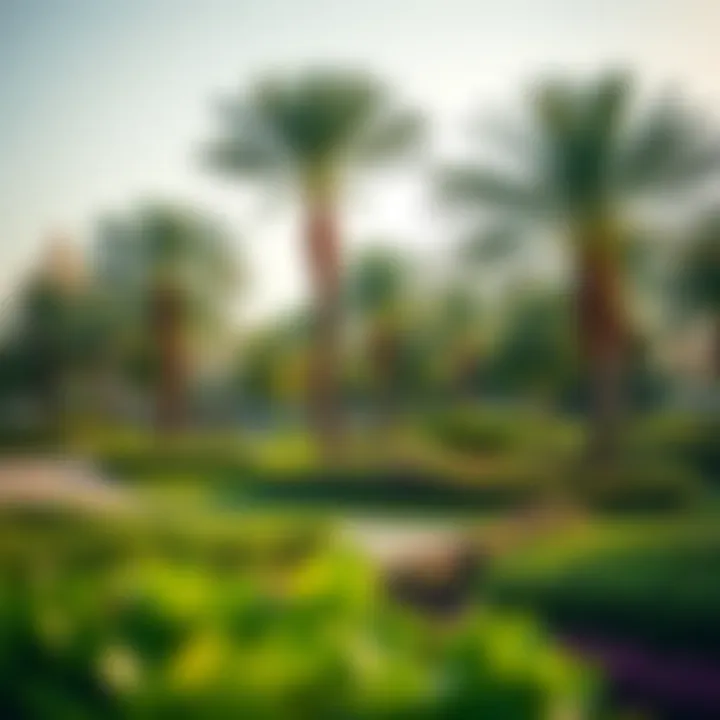 Vibrant community park in Al Ansari International City with lush greenery