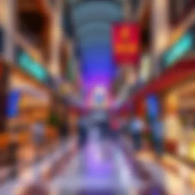 Shopping and dining area in Al Ansari International City bustling with activity