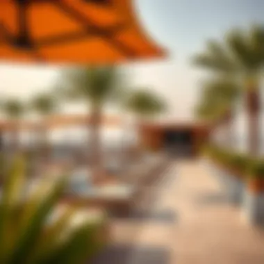Vibrant beachside amenities and lounging areas at Al Shatti Al Miftah