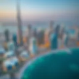 Aerial view of Dubai's skyline showcasing luxury properties