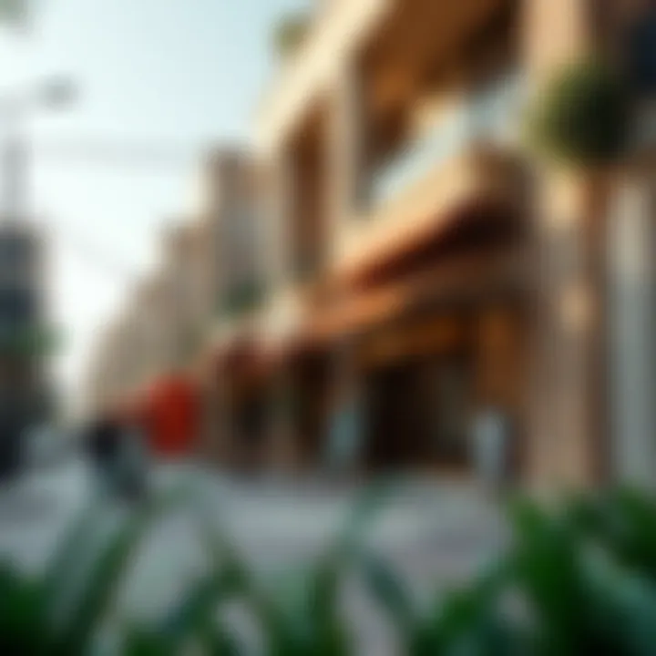 Vibrant neighborhood with cafes and shops in Dubai