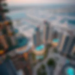 Aerial view of Bay Central Dubai showcasing luxury apartments