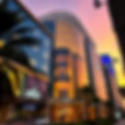 Stunning architectural view of Dubai Festival City Mall at sunset