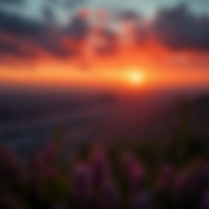 Dramatic sunset over the Damac Hills area, highlighting its beauty