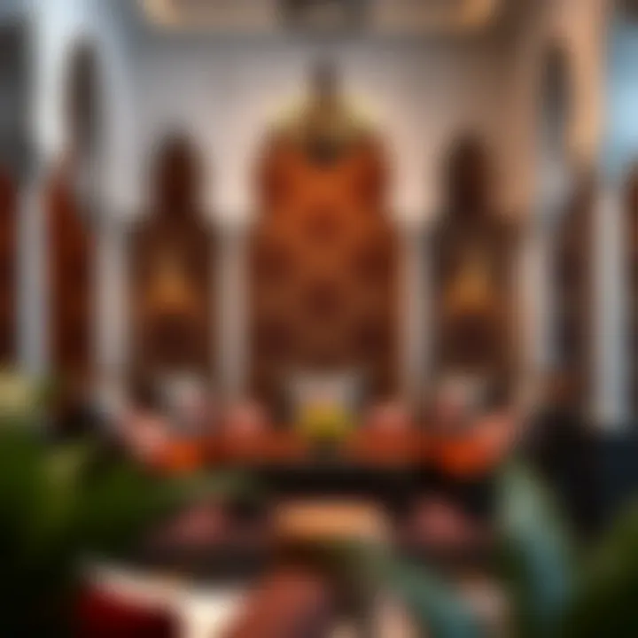 Close-up of majlis seating arrangement with decorative cushions