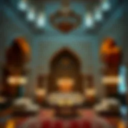 A traditional majlis showcasing intricate patterns and textiles