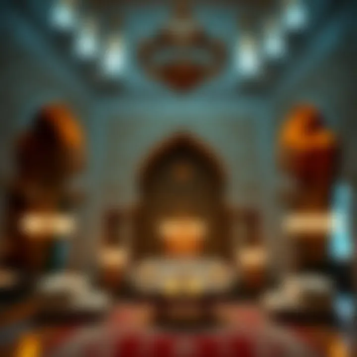 A traditional majlis showcasing intricate patterns and textiles