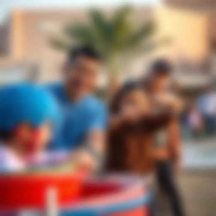 Vibrant community life with families enjoying leisure activities in Nad Al Hamar