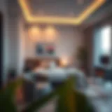 Cozy partitioned room interior with modern decor