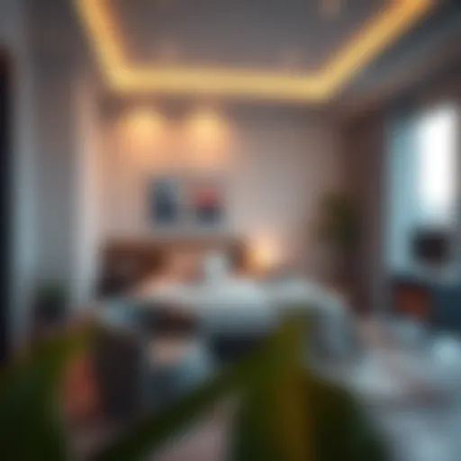 Cozy partitioned room interior with modern decor