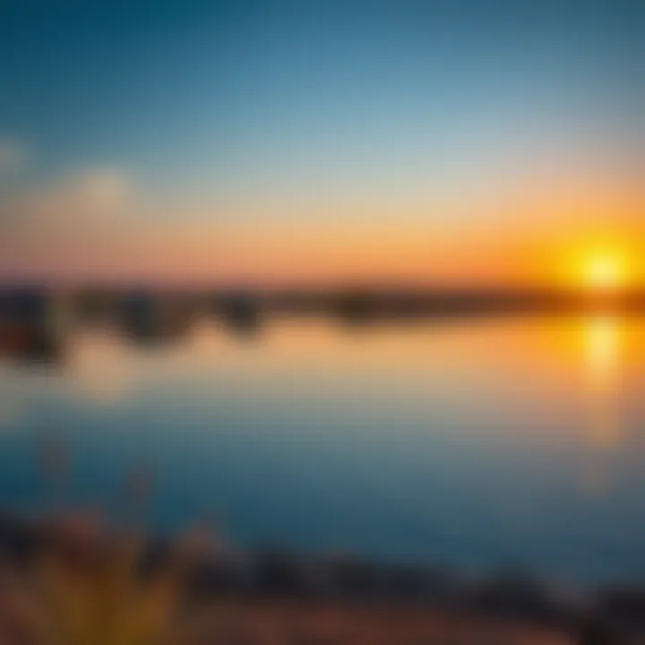Tranquil Sunset at Qudra Love Lake Sunset over Qudra Love Lake highlighting the tranquil waters