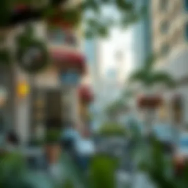 Vibrant lifestyle scene in Dubai Marina with cafes and shops