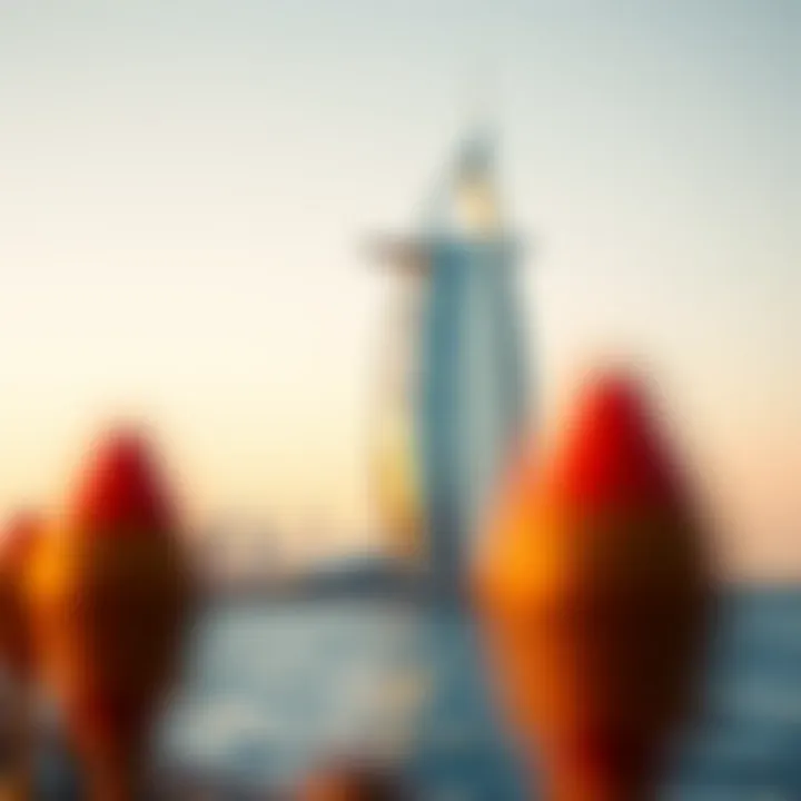 The luxurious Burj Al Arab standing on the coastline