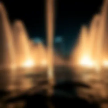 Water Jets in Synchronization Close-up shot of water jets synchronizing with music