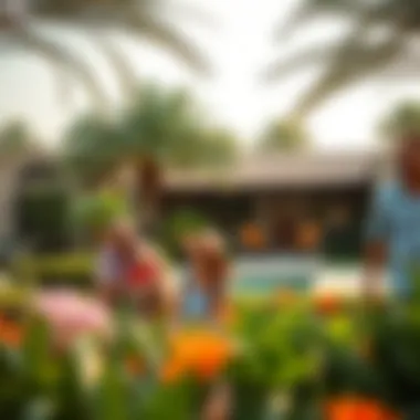 Families enjoying leisure time in a beautifully designed Dubai garden