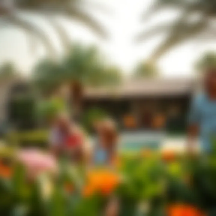 Families enjoying leisure time in a beautifully designed Dubai garden