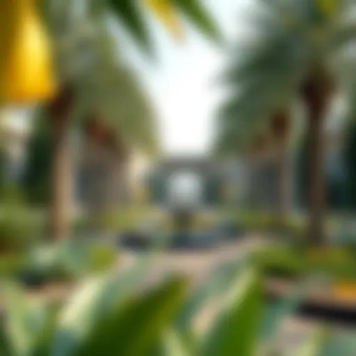 Lush Garden Panorama in Dubai A panoramic view of Dubai's lush garden showcasing exotic flora