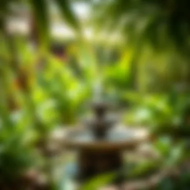 Serene water feature surrounded by vibrant greenery in a Dubai garden