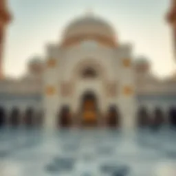 Intricate details of a mosque's façade showcasing Islamic art