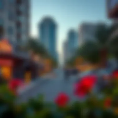 Vibrant Community Around the Meera Building The vibrant surroundings of the Meera Building in Dubai with nearby amenities