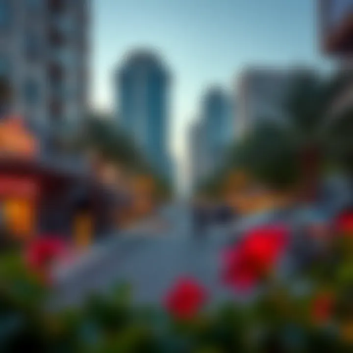 Vibrant Community Around the Meera Building The vibrant surroundings of the Meera Building in Dubai with nearby amenities