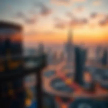 Panoramic view of Dubai skyline from Gold Crest Executive