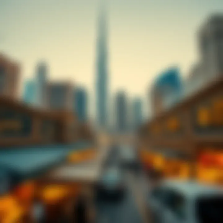 Dubai's iconic skyline with gold souks in view