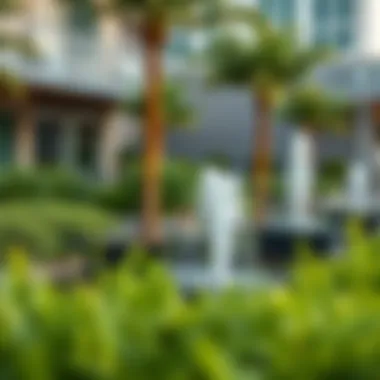 Innovative Modern Landscaping with Water Features Modern landscaping design with water features and greenery