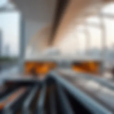 Aerial view of the Mall of the Emirates Metro Station showcasing its architectural design