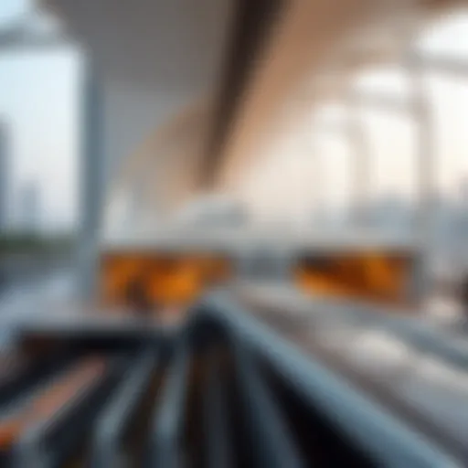 Aerial view of the Mall of the Emirates Metro Station showcasing its architectural design