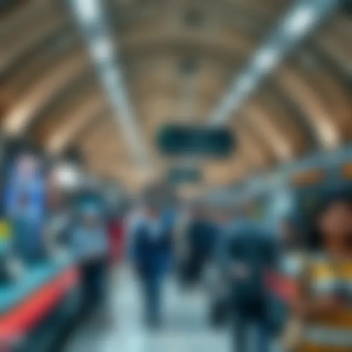 Interior view of the Mall of the Emirates Metro Station highlighting passenger traffic
