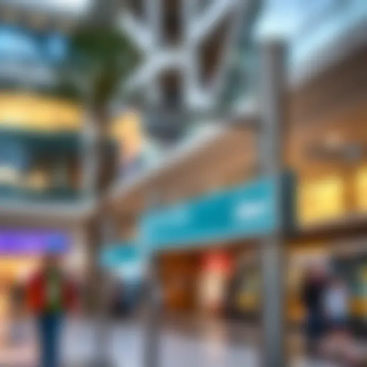 Signage indicating public transport access around the Mall of the Emirates area