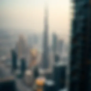 Panoramic skyline view of Dubai with Moosa Tower 2 in the foreground