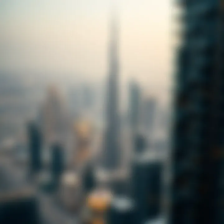 Panoramic skyline view of Dubai with Moosa Tower 2 in the foreground