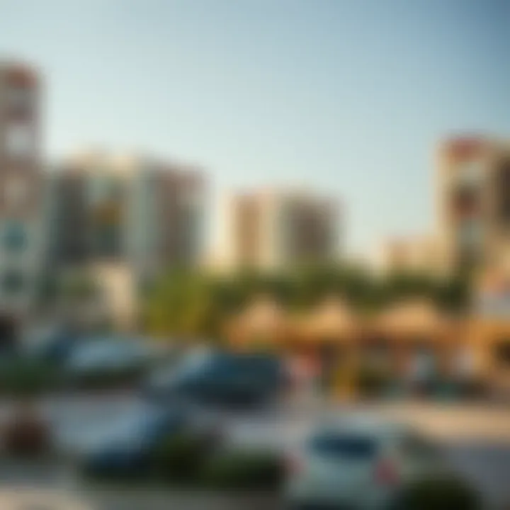 Vibrant community area in a Dubai neighborhood with parks and amenities