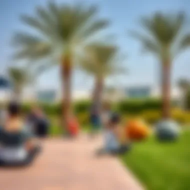 Relaxing outdoor space with expats enjoying leisure activities in a community park